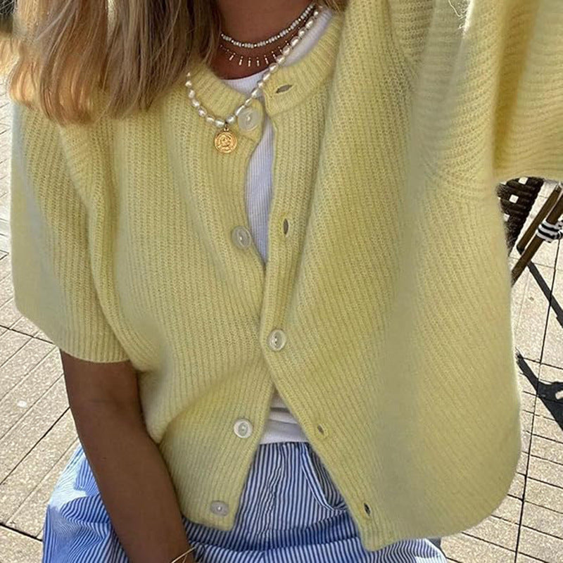 Pull Manches Courtes Jaune