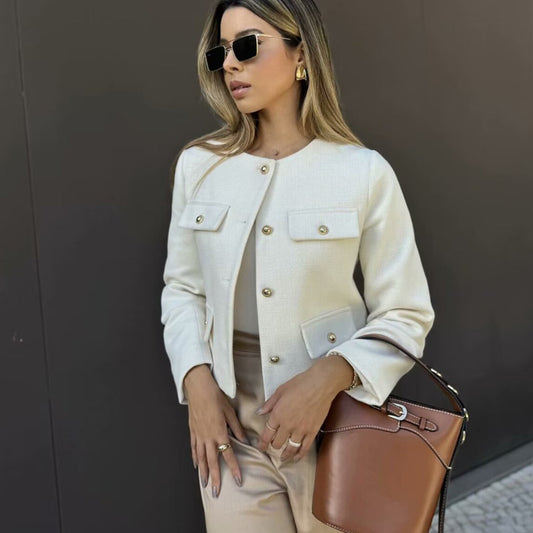 Veste Courte à Manches Beige