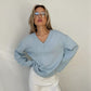 Pull V-Neck Casual Bleu