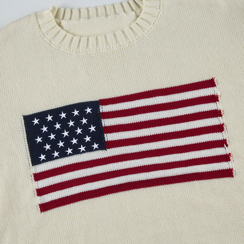 US Retro Pullover Weiß