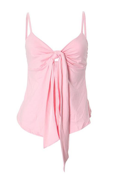 Top noir tendance femme My Store en tissu léger avec bretelles fines et nœud avant